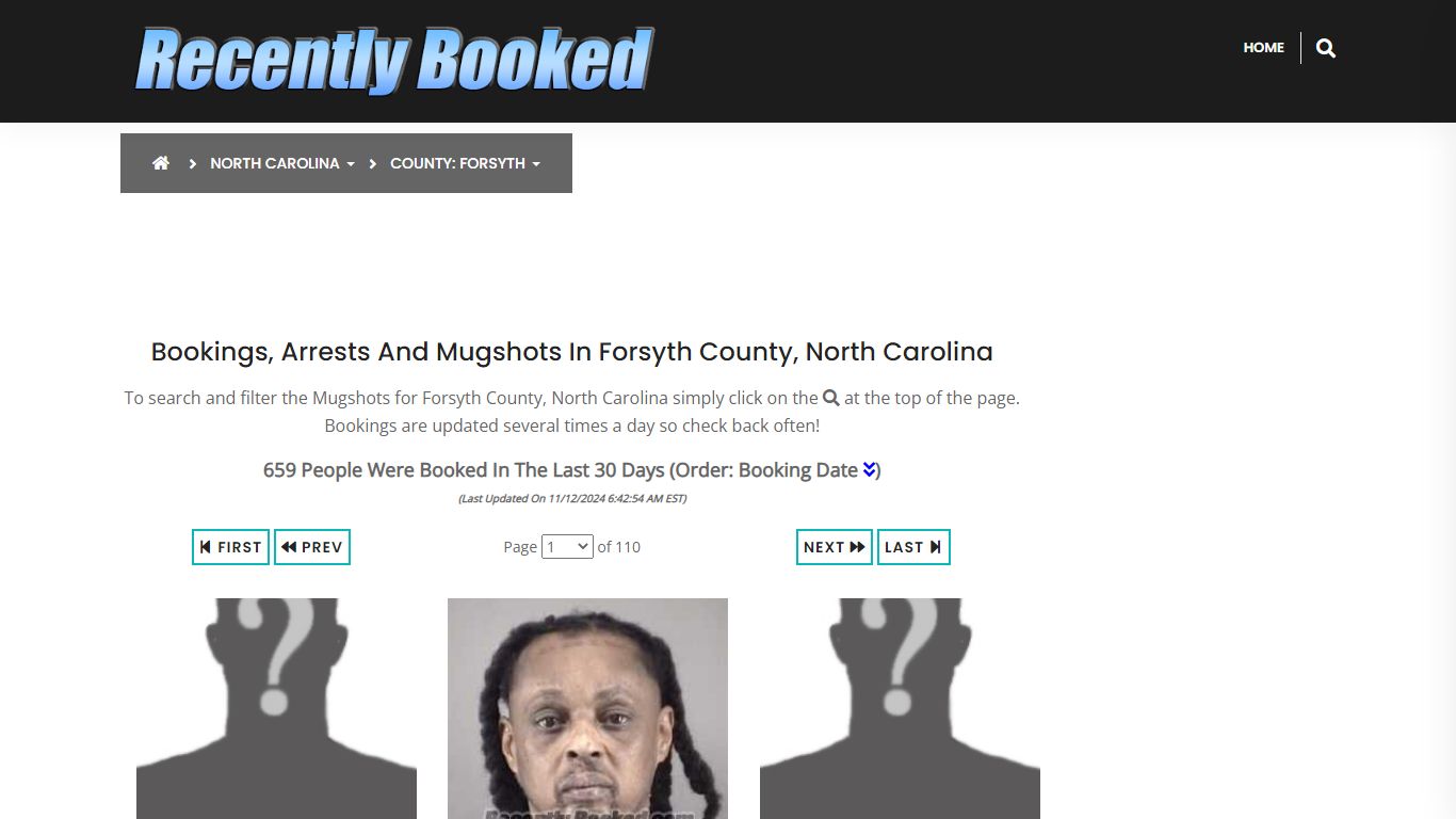 Bookings, Arrests and Mugshots in Forsyth County, North Carolina