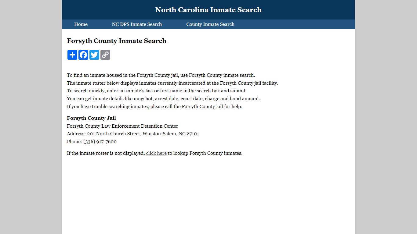 Forsyth County Inmate Search