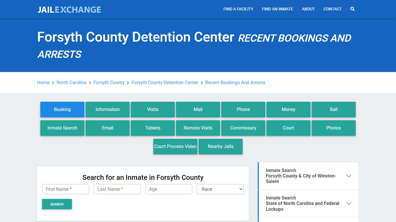 Forsyth County Detention Center Recent Bookings And Arrests - Jail Exchange