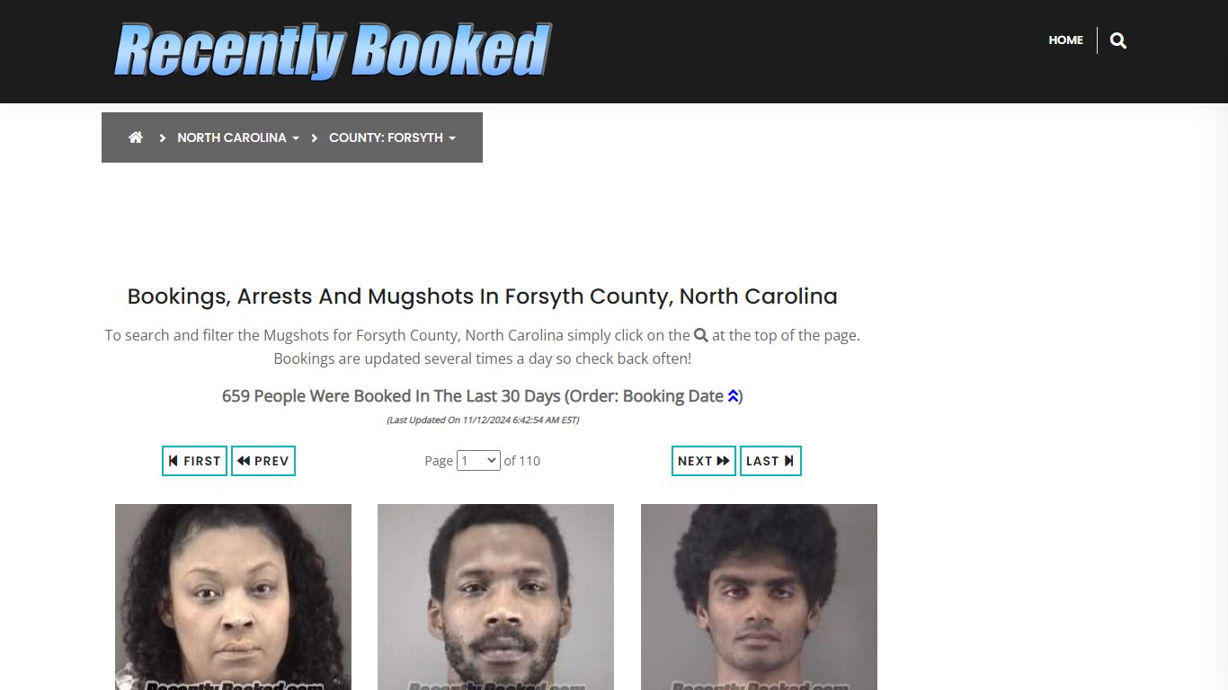 Bookings, Arrests and Mugshots in Forsyth County, North Carolina